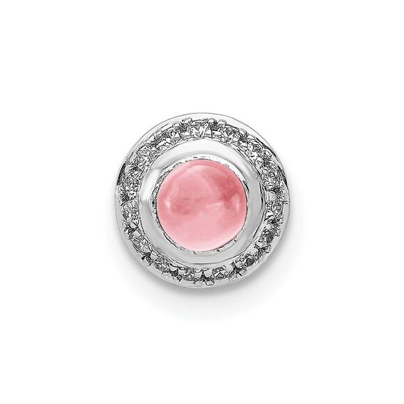 Kazi Luxury 14k White Gold Diamond and Cabochon 47 Pink Tourmaline Chain Slide